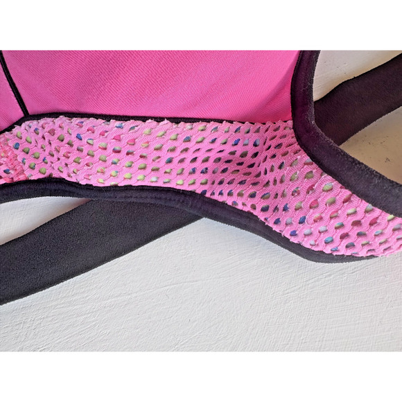 Victorias Secret Womens VSX 34C Wireless Padded Cross Back Sports Bra Pink Black - Picture 3 of 6